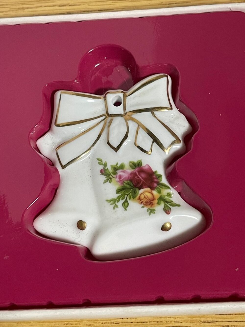 Royal Albert 1998 Floral Bell Christmas Ornament Gold Accents Royal Doulton